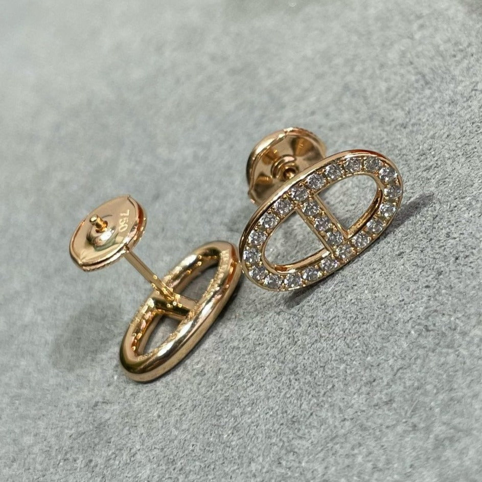 [Royal Top]HM FULL DIAMOND PIG NOSE STUD EARRINGS