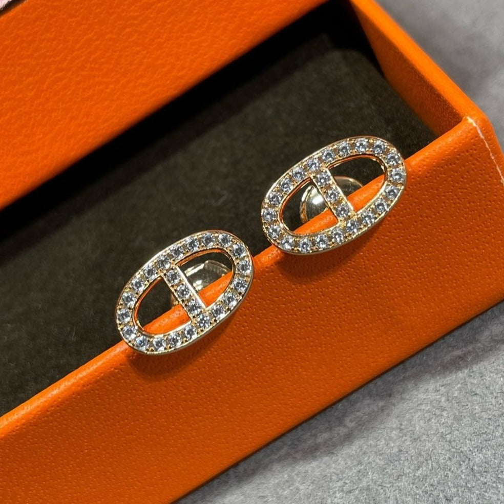 [Royal Top]HM FULL DIAMOND PIG NOSE STUD EARRINGS
