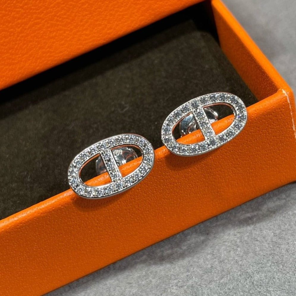 [Royal Top]HM FULL DIAMOND PIG NOSE STUD EARRINGS
