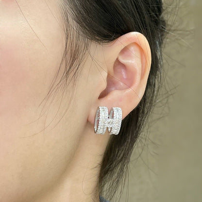 [Royal Top]H STUD EARRINGS WITH SILVER DIAMONDS