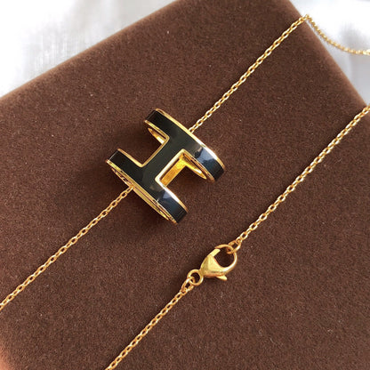 [Royal Top]HM CLIC BLACK ENAMEL GOLD NECKLACE