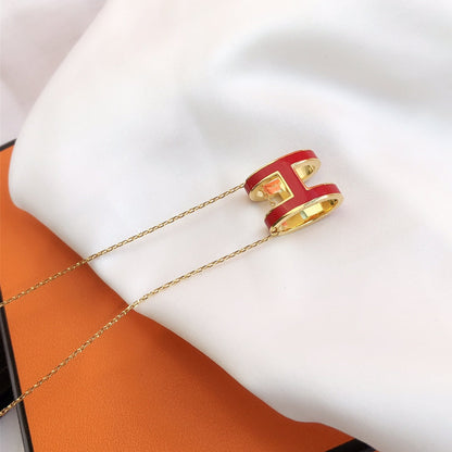 [Royal Top]HM CLIC RED ENAMEL GOLD NECKLACE