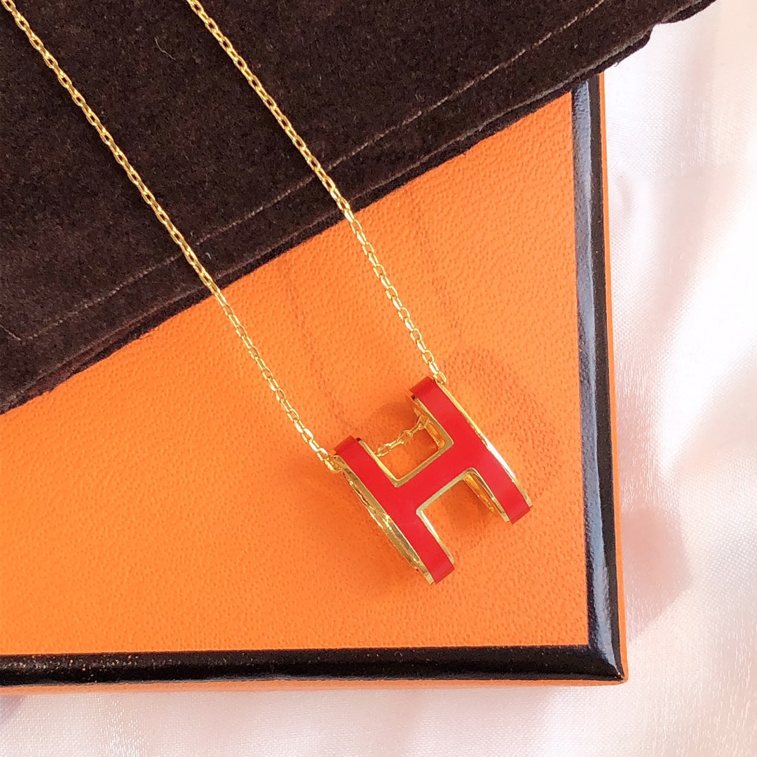 [Royal Top]HM CLIC RED ENAMEL GOLD NECKLACE