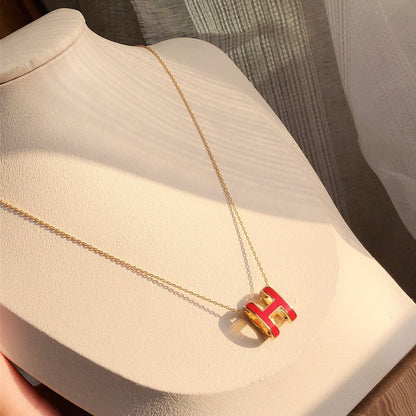 [Royal Top]HM CLIC RED ENAMEL GOLD NECKLACE
