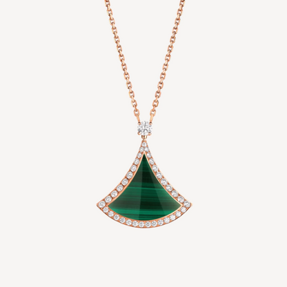 [Royal Top]DREAM MALACHITE DIAMOND PAVED PINK GOLD NECKLACE