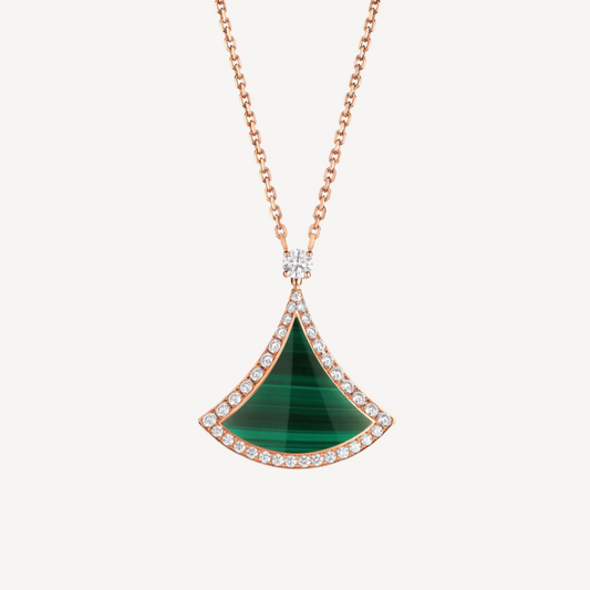 [Royal Top]DREAM MALACHITE DIAMOND PAVED PINK GOLD NECKLACE
