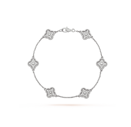 [Royal Top]CLOVER 6 MOTIF SILVER DIAMOND BRACELET