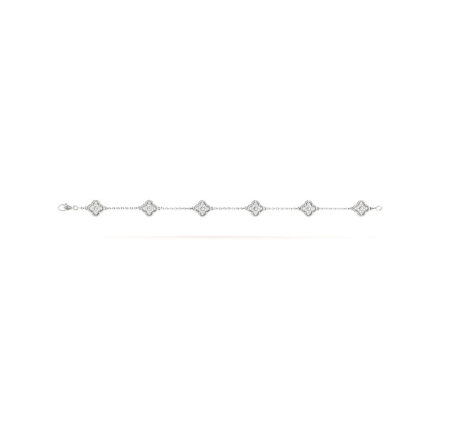 [Royal Top]CLOVER 6 MOTIF SILVER DIAMOND BRACELET