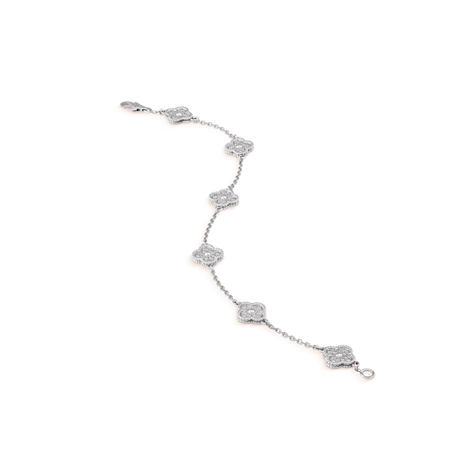 [Royal Top]CLOVER 6 MOTIF SILVER DIAMOND BRACELET