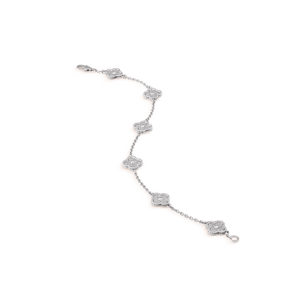 [Royal Top]CLOVER 6 MOTIF SILVER DIAMOND BRACELET