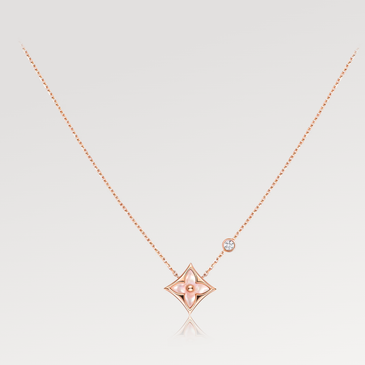 [Royal Top]STAR PINK MOP 1 DIAMOND PINK GOLD NECKLACE