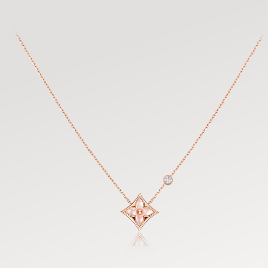 [Royal Top]STAR PINK MOP 1 DIAMOND PINK GOLD NECKLACE