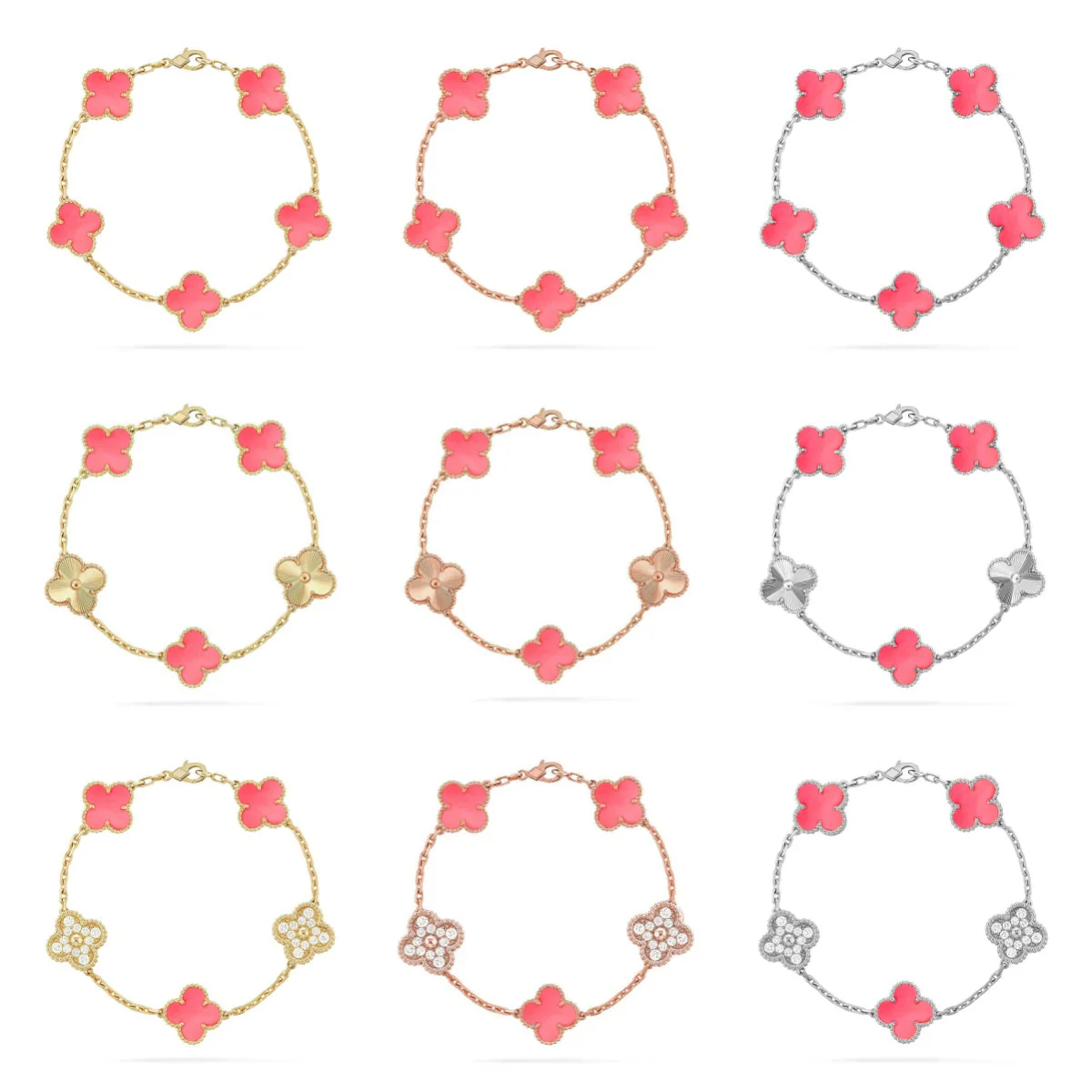 [Royal Top] CLOVER 5 MOTIFS  PINK MOP BRACELET COLLECTION