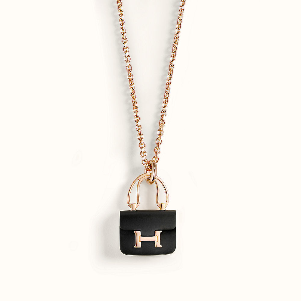 [Royal Top]CONSTANCE BLACK PEDANT PINK GOLD NECKLACE