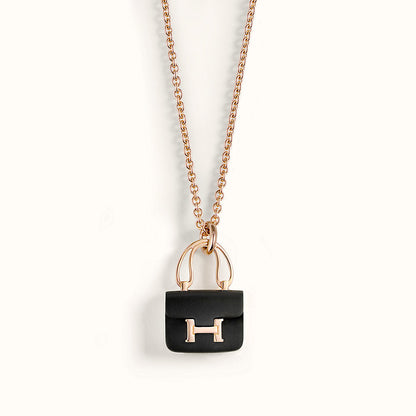 [Royal Top]CONSTANCE BLACK PEDANT PINK GOLD NECKLACE