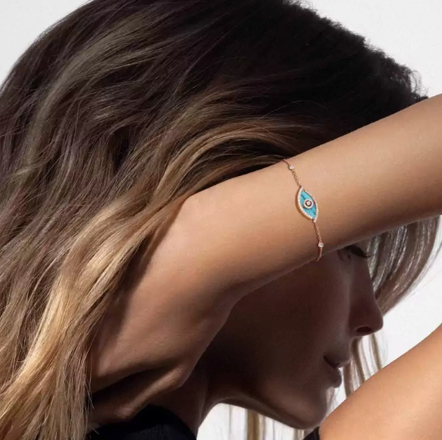 [Royal Top] M LUCKY EYE TURQUOISE ROSE GOLD BRACELET