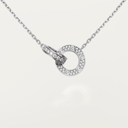 [Royal Top]LOVE 7.6MM NECKLACE ROSE GOLD AND SILVER  FULL DIAMOND