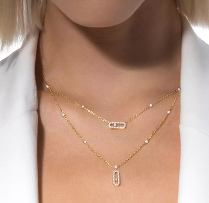 [Royal Top] MS Double-Circle Full-Diamond Necklace