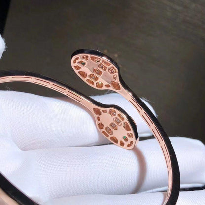 [Royal Top]SERPENTI BRACELET PINK GOLD MALACHITE DIAMOND DOUBLE SNAKE