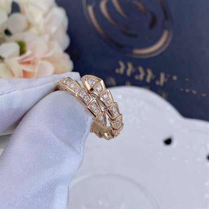 [Royal Top]SERPENTI RING PINK GOLD DIAMOND PAVED 4MM