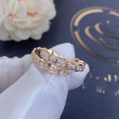 [Royal Top]SERPENTI RING PINK GOLD DIAMOND PAVED 4MM