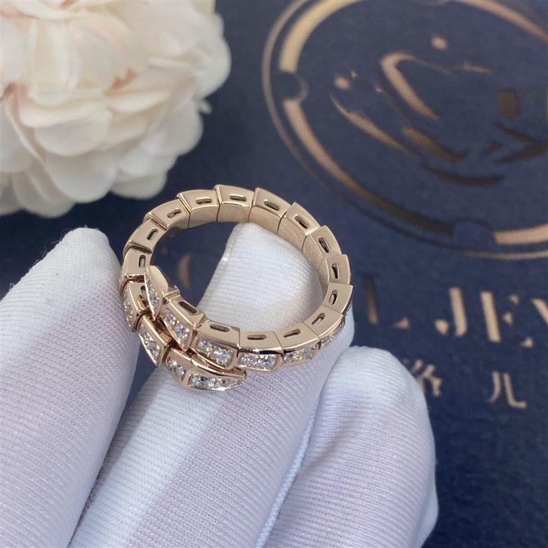 [Royal Top]SERPENTI RING PINK GOLD DIAMOND PAVED 4MM