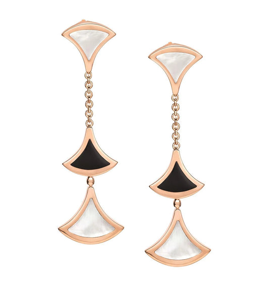 [Royal Top]DREAM EARRINGS 3 MOTIFS ONYX MOP PINK GOLD