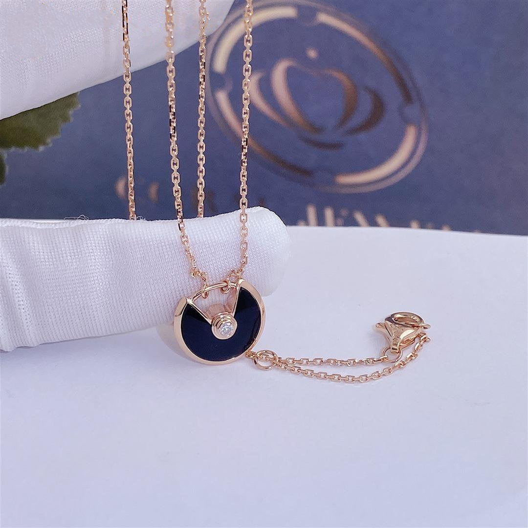 [Royal Top]AMULETTE ROSE GOLD ONYX NECKLACE