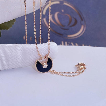 [Royal Top]AMULETTE ROSE GOLD ONYX NECKLACE