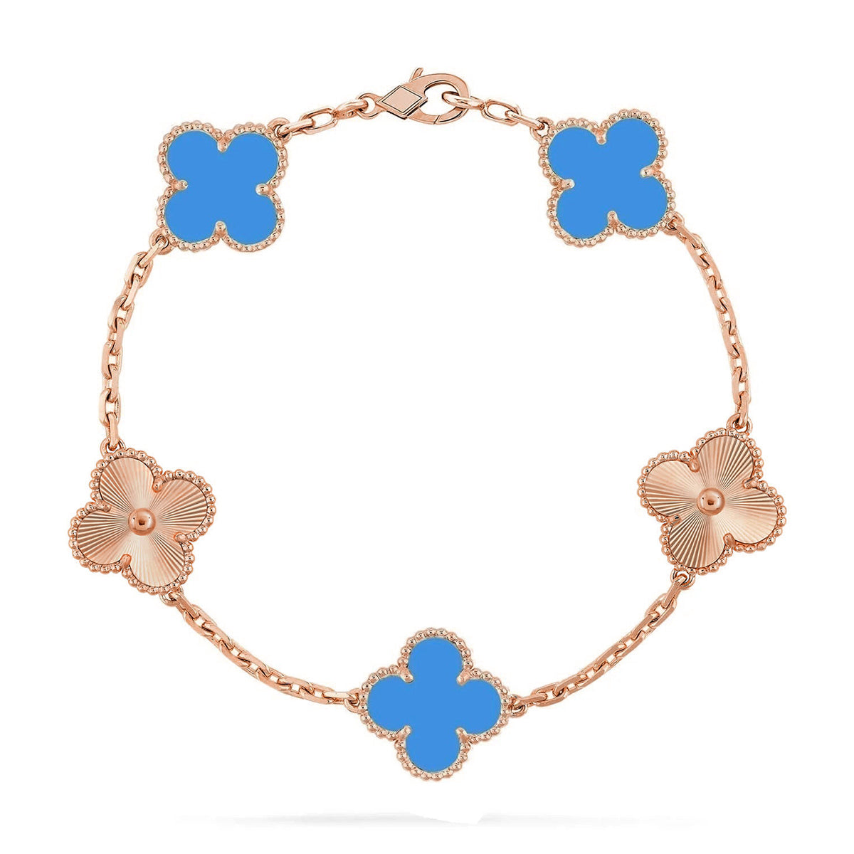 [Royal Top] CLOVER 5 MOTIF BLUE AGATE BRACELET COLLECTION