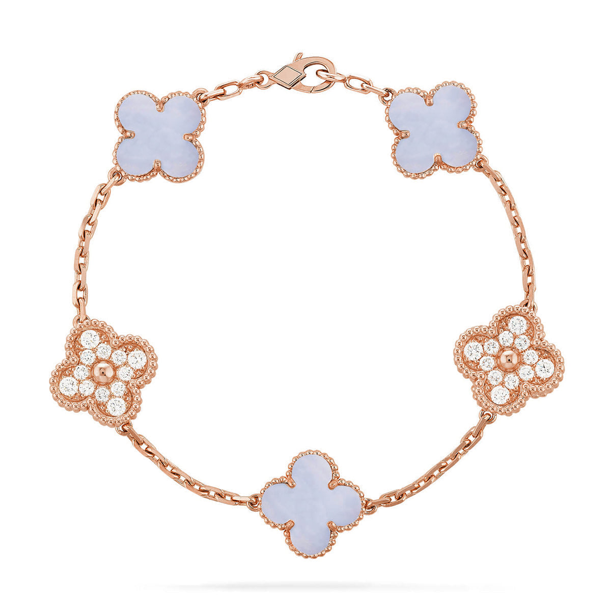 [Royal Top] CLOVER 5 MOTIF PURPLE CHALCEDONY BRACELET COLLECTION