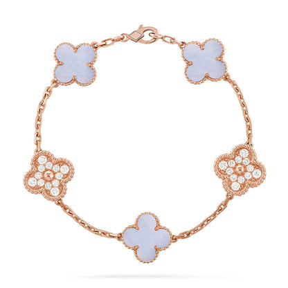 [Royal Top] CLOVER 5 MOTIF PURPLE CHALCEDONY BRACELET COLLECTION