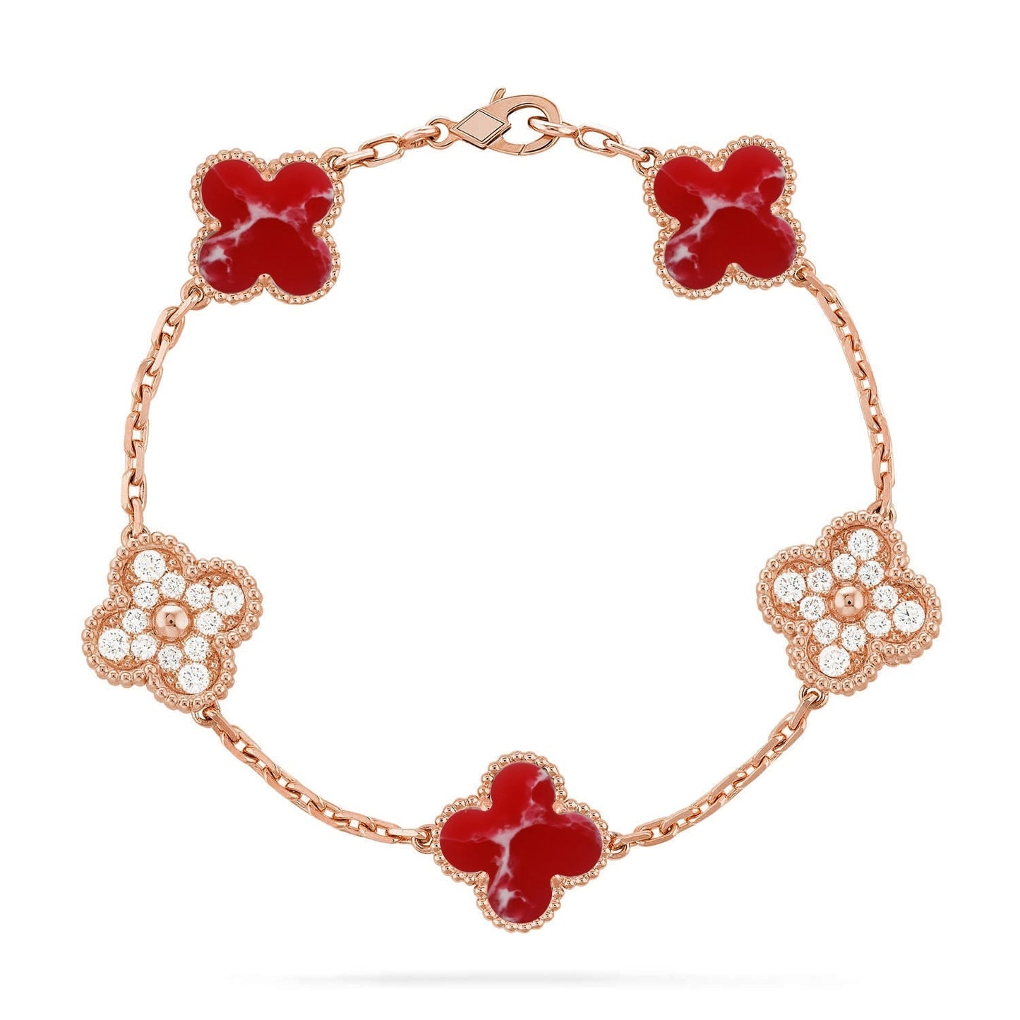[Royal Top]CLOVER 5 MOTIF RED PATTERN BRACELET COLLECTION