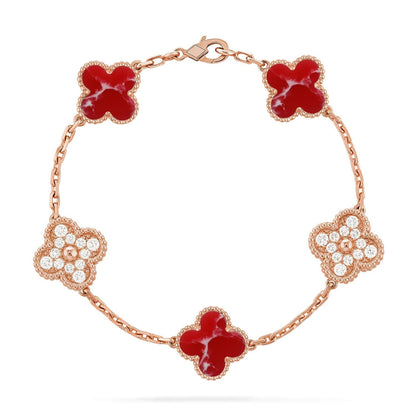 [Royal Top]CLOVER 5 MOTIF RED PATTERN BRACELET COLLECTION