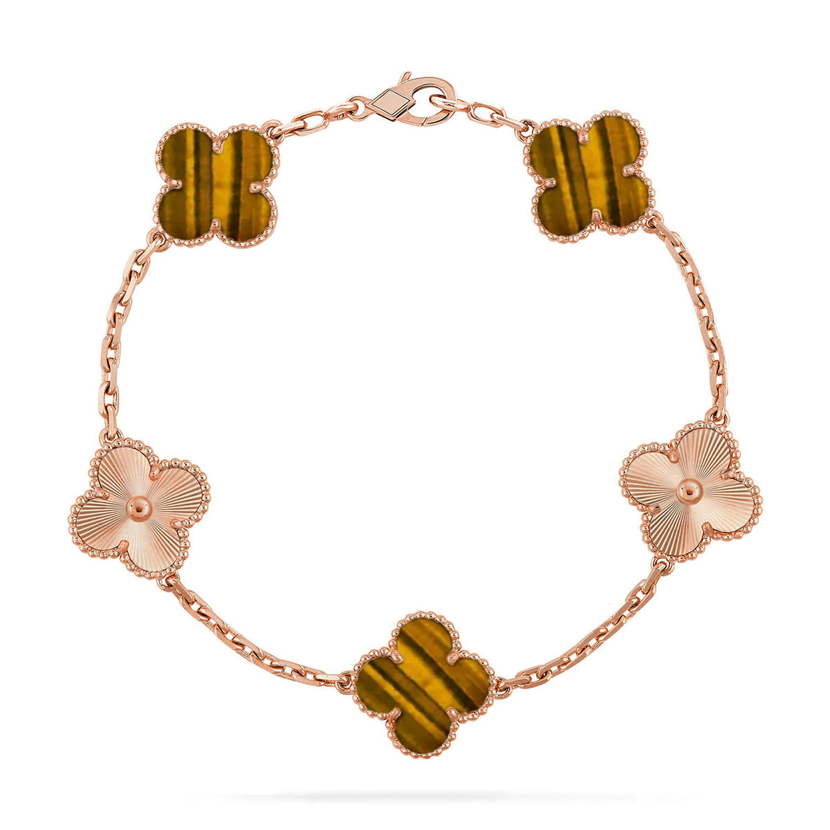 [Royal Top] CLOVER 5 MOTIFS TIGER EYE BRACELET COLLECTION