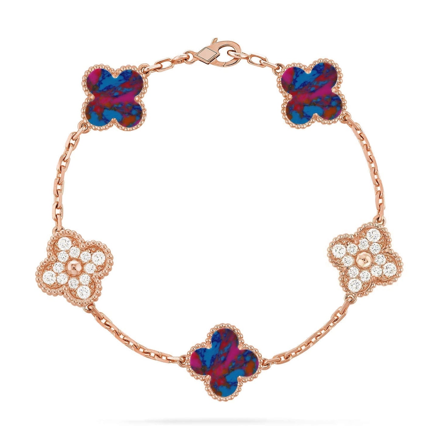 [Royal Top]CLOVER 5 MOTIF COLOR GEMSTONES BRACELET COLLECTION