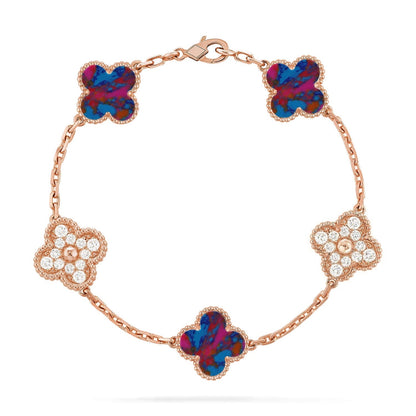 [Royal Top]CLOVER 5 MOTIF COLOR GEMSTONES BRACELET COLLECTION
