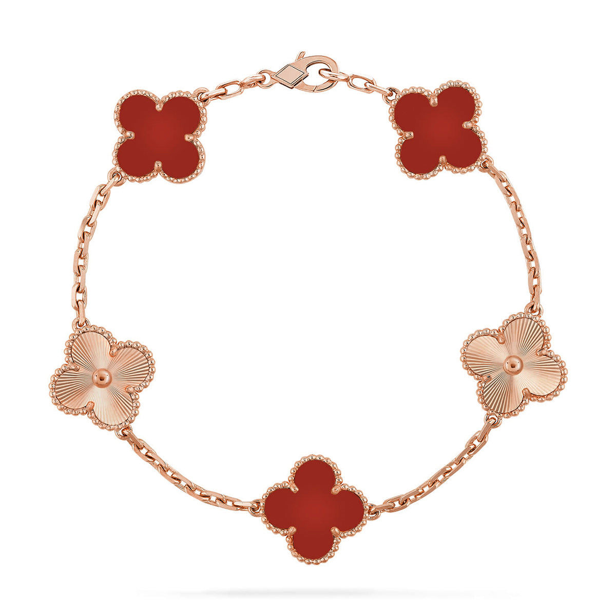 [Royal Top] CLOVER 5 MOTIF RED CORNELIAN BRACELET COLLECTION