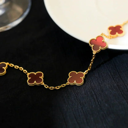 [Royal Top] CLOVER 5 MOTIF RED CORNELIAN BRACELET COLLECTION