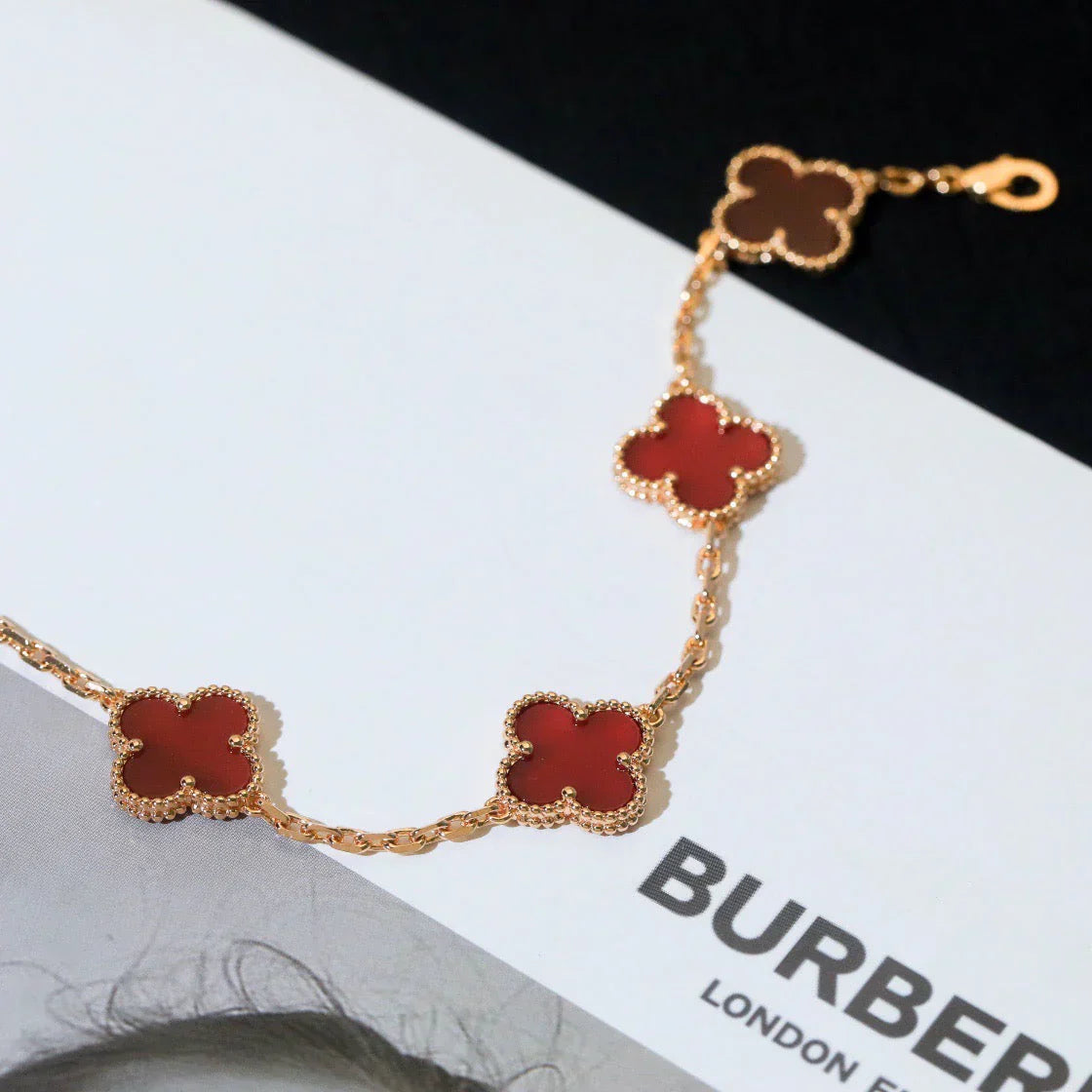 [Royal Top] CLOVER 5 MOTIF RED CORNELIAN BRACELET COLLECTION