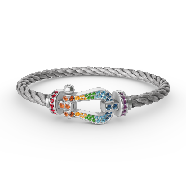 [Royal Top]FORC LARGE HORSESHOE  COLORED DIAMOND BRACELET SILVER