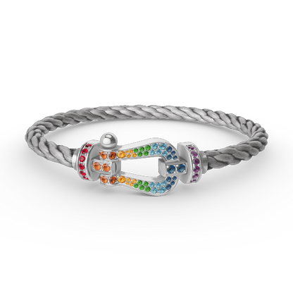[Royal Top]FORC LARGE HORSESHOE  COLORED DIAMOND BRACELET SILVER