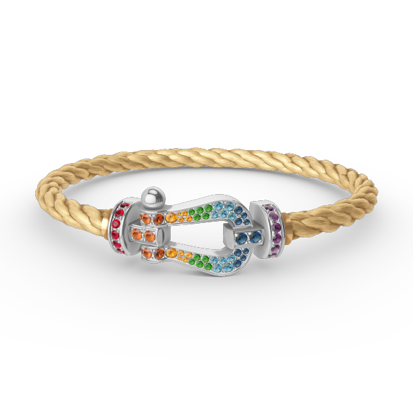 [Royal Top]FORC LARGE HORSESHOE  COLORED DIAMOND BRACELET SILVER