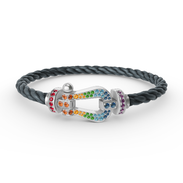 [Royal Top]FORC LARGE HORSESHOE  COLORED DIAMOND BRACELET SILVER