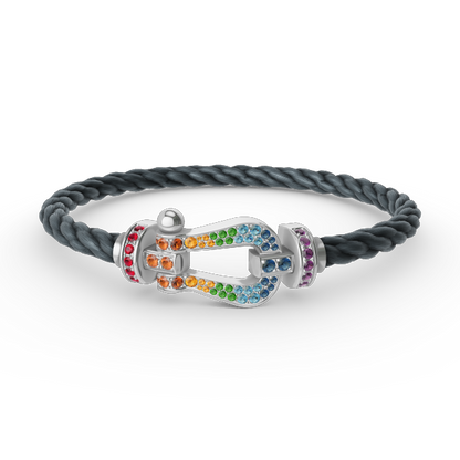 [Royal Top]FORC LARGE HORSESHOE  COLORED DIAMOND BRACELET SILVER