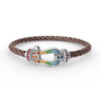 [Royal Top]FORC LARGE HORSESHOE  COLORED DIAMOND BRACELET SILVER