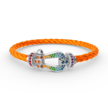 [Royal Top]FORC LARGE HORSESHOE  COLORED DIAMOND BRACELET SILVER