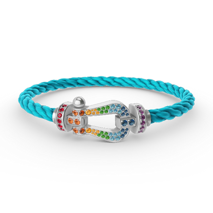 [Royal Top]FORC LARGE HORSESHOE  COLORED DIAMOND BRACELET SILVER