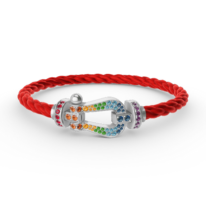 [Royal Top]FORC LARGE HORSESHOE  COLORED DIAMOND BRACELET SILVER