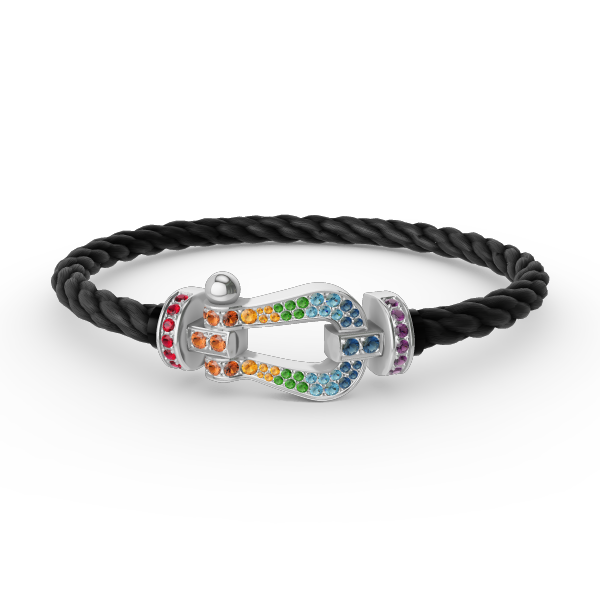 [Royal Top]FORC LARGE HORSESHOE  COLORED DIAMOND BRACELET SILVER